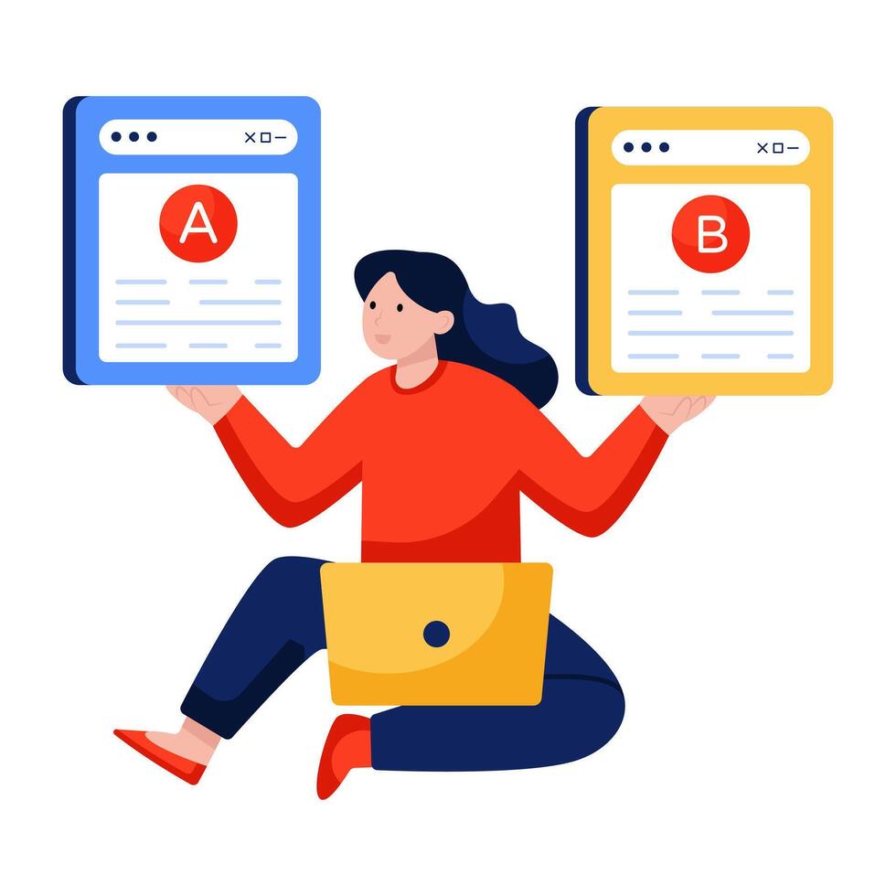 Flat illustration design of ab test vector