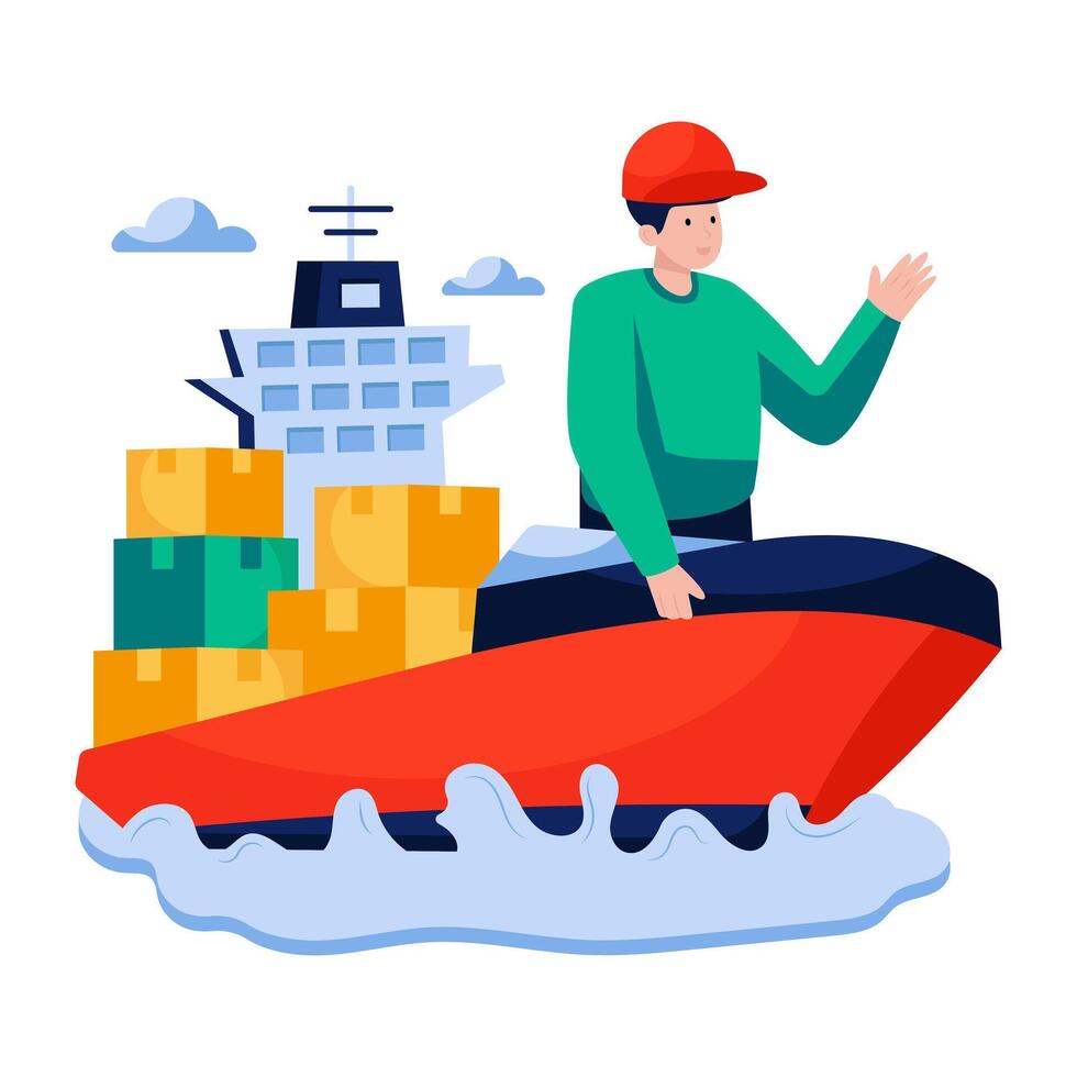 Premium download illustration of cargo boat vector