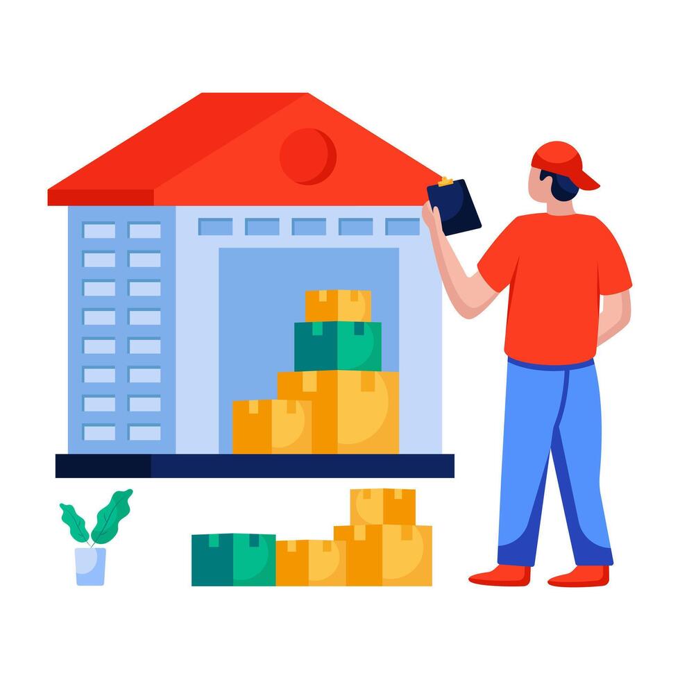 Flat illustration of warehouse vector