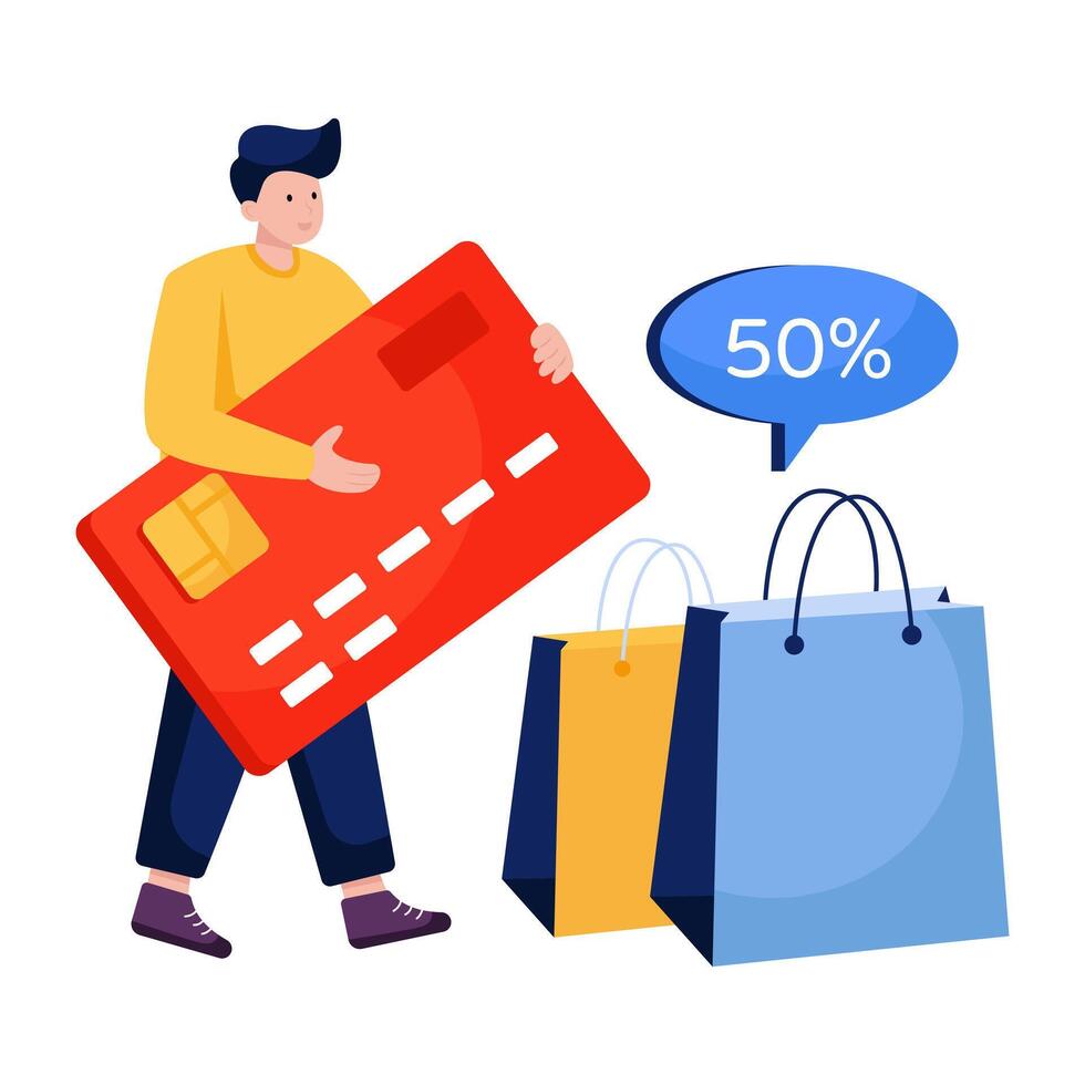 An illustration design of card shopping discount vector