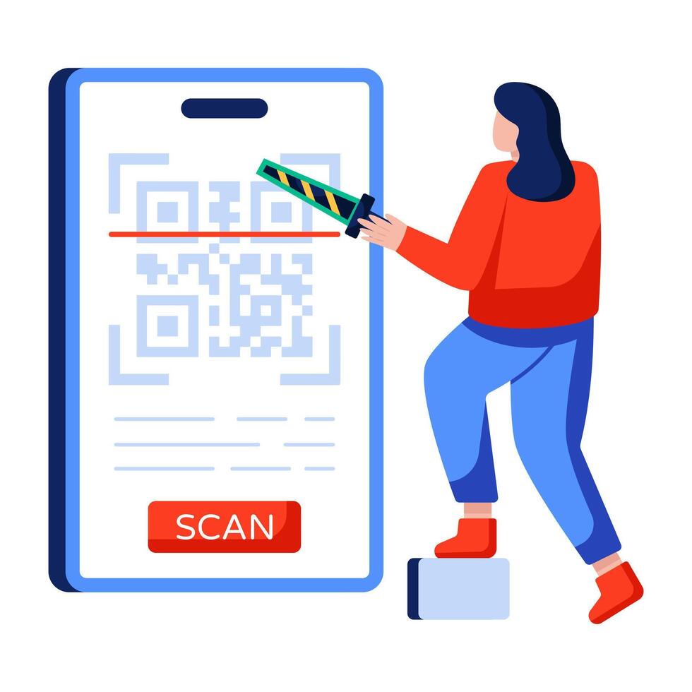 Modern Flat illustration of barcode scan vector