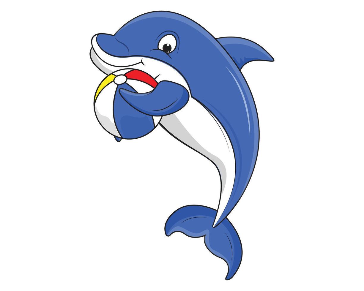 Happy Dolphin Animal Cartoon Design vector
