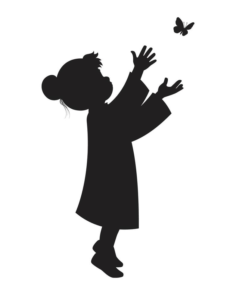 Adorable Silhouette of Girl Illustration vector