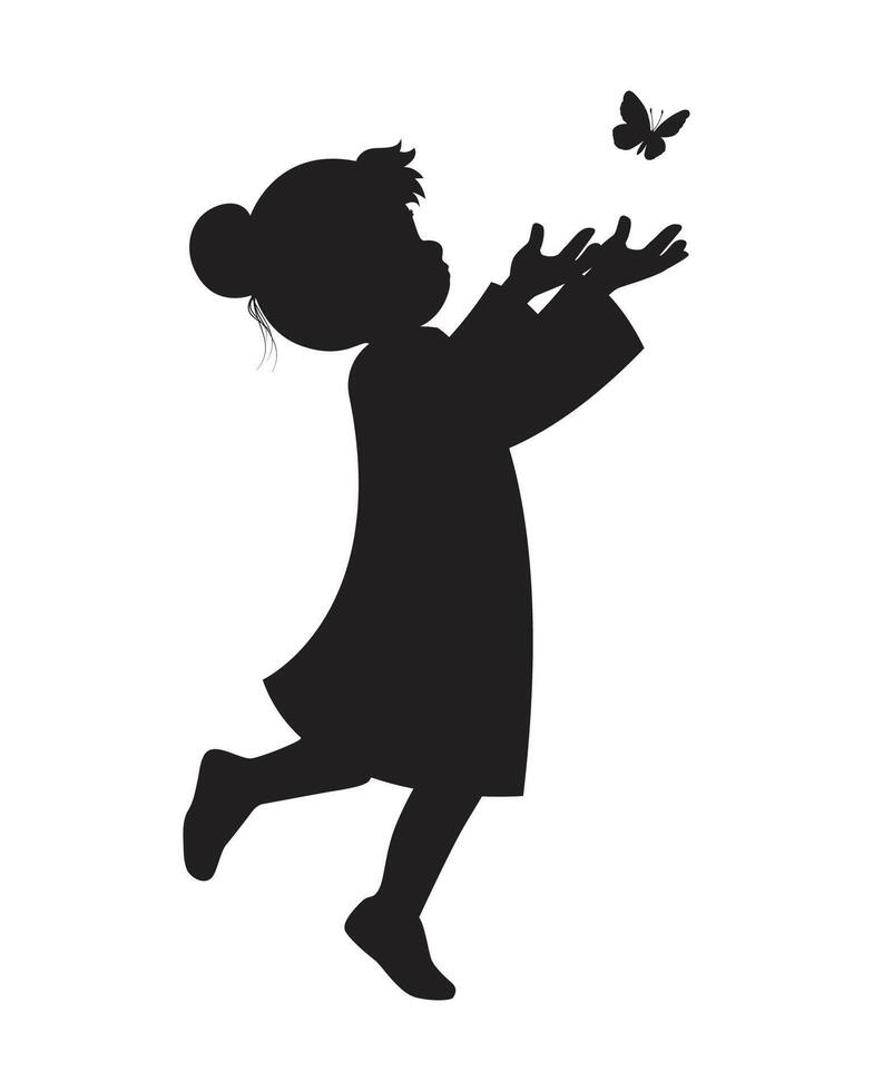 Funny Silhouette of Girl Illustration vector