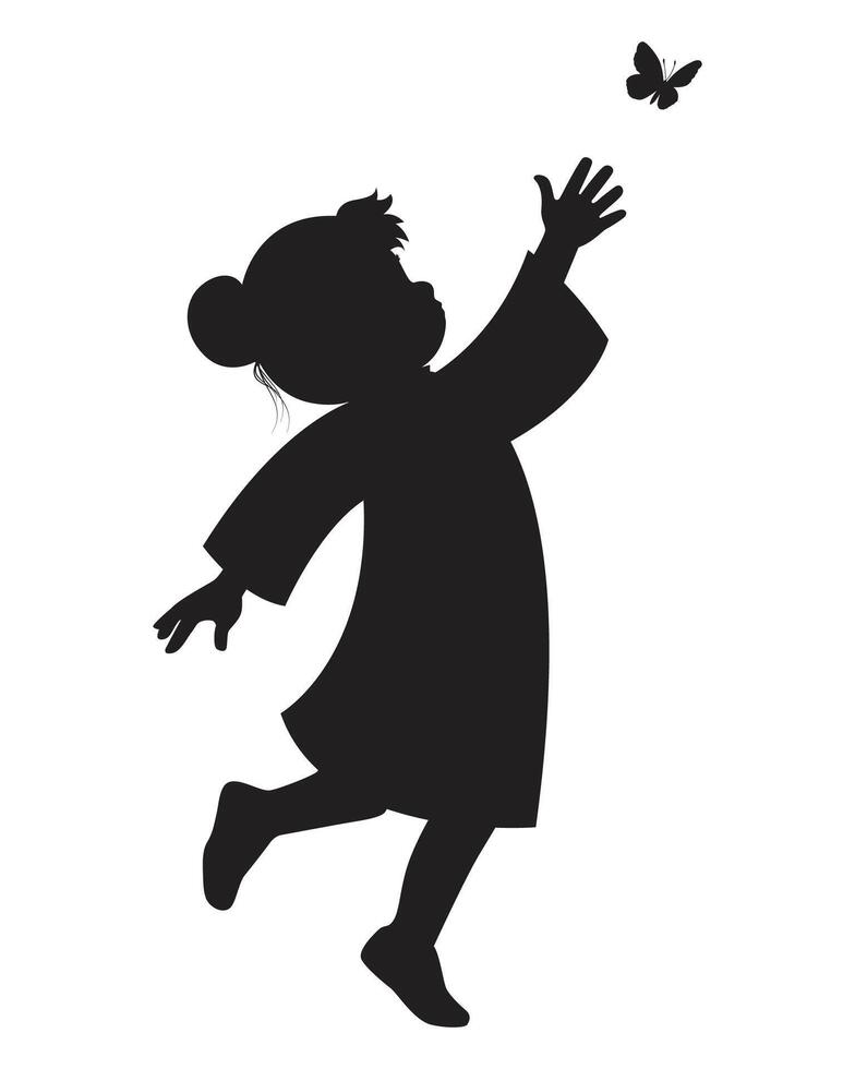 Happy Silhouette of Girl Illustration vector