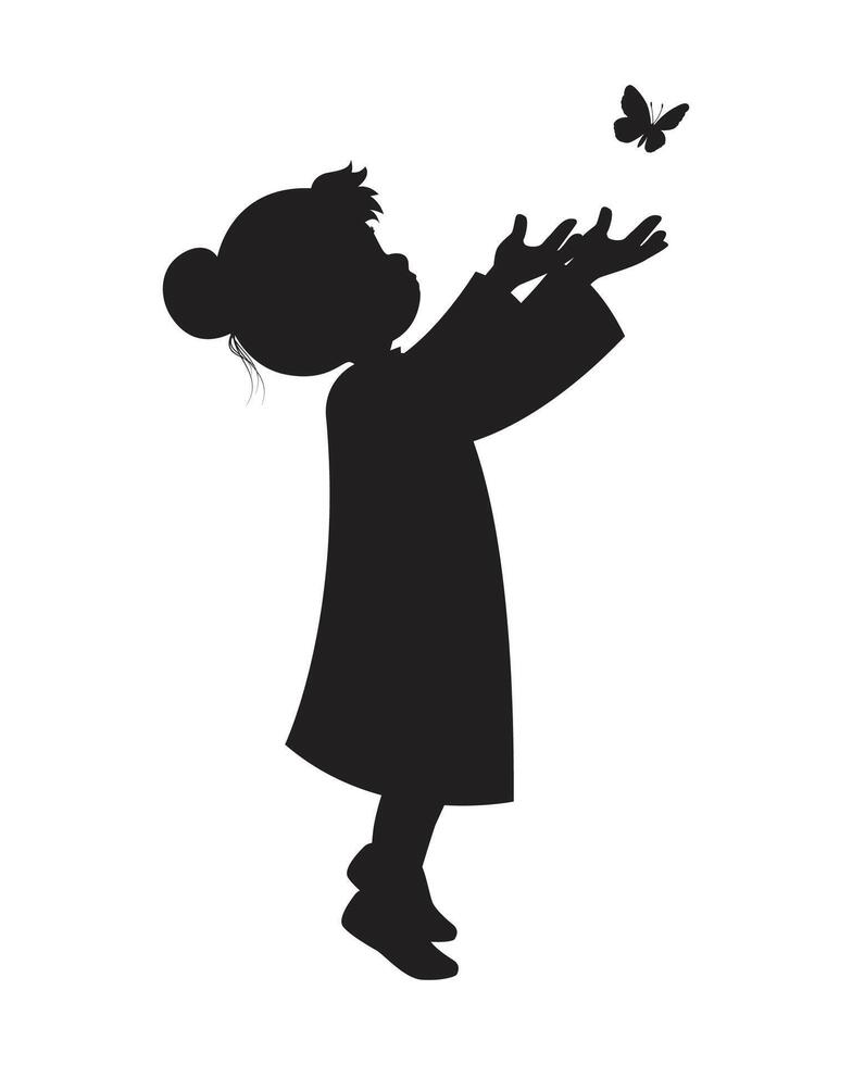 Cute Silhouette of Girl Illustration vector