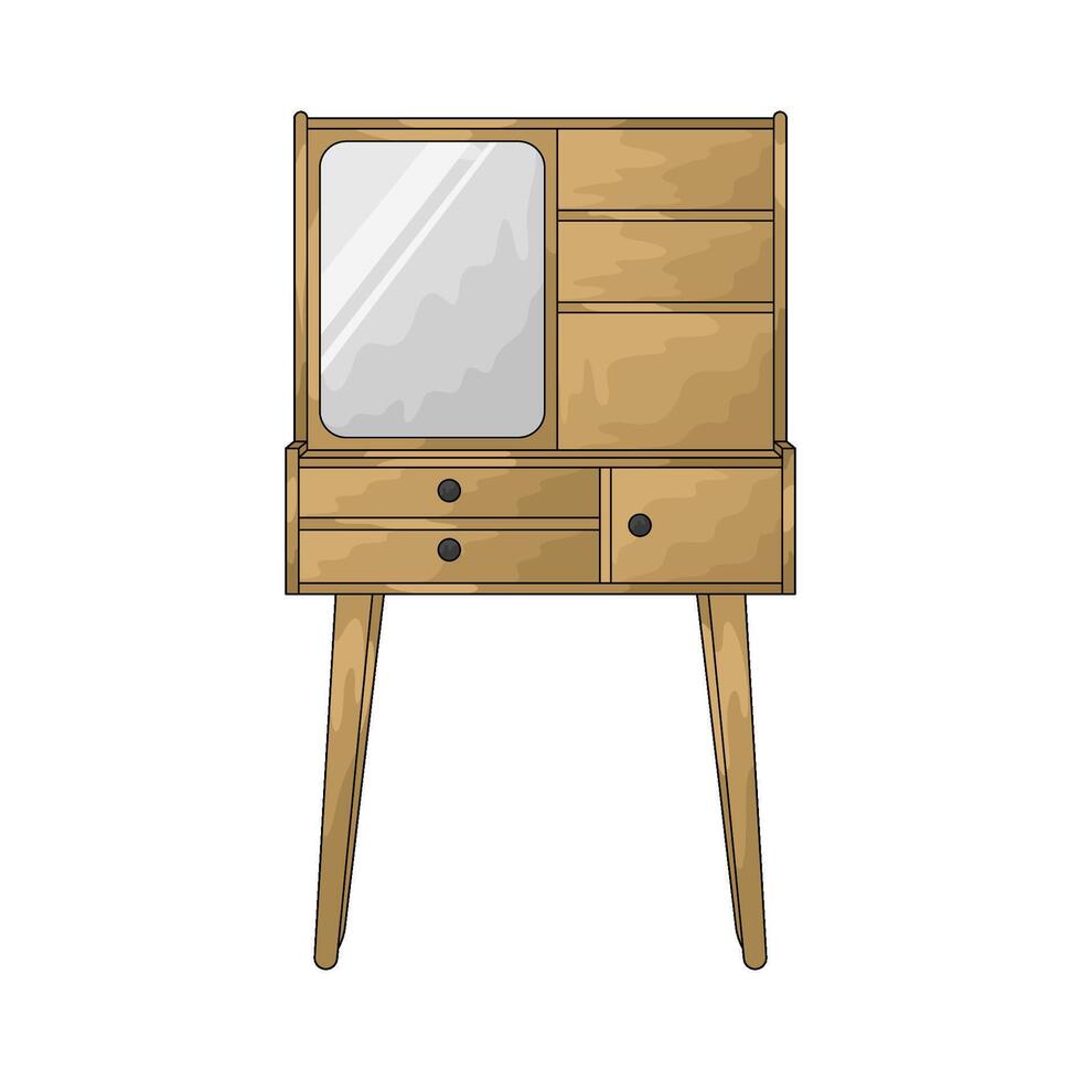 wooden dressing table vector