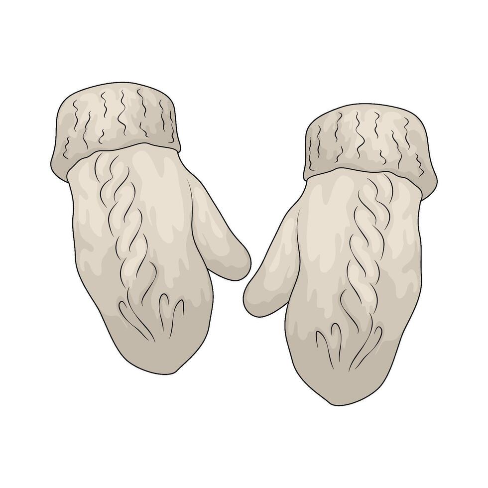 beige winter mittens vector