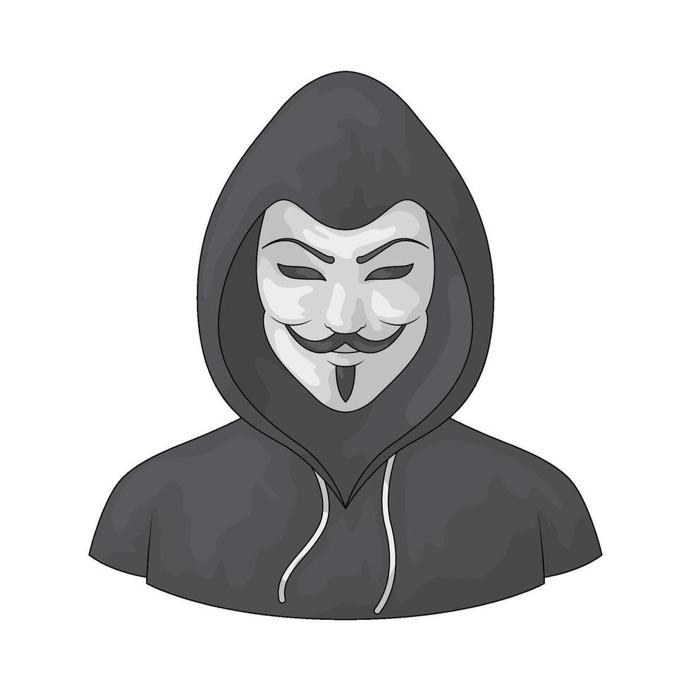 illustration of hacker wearing anonymous mask vector