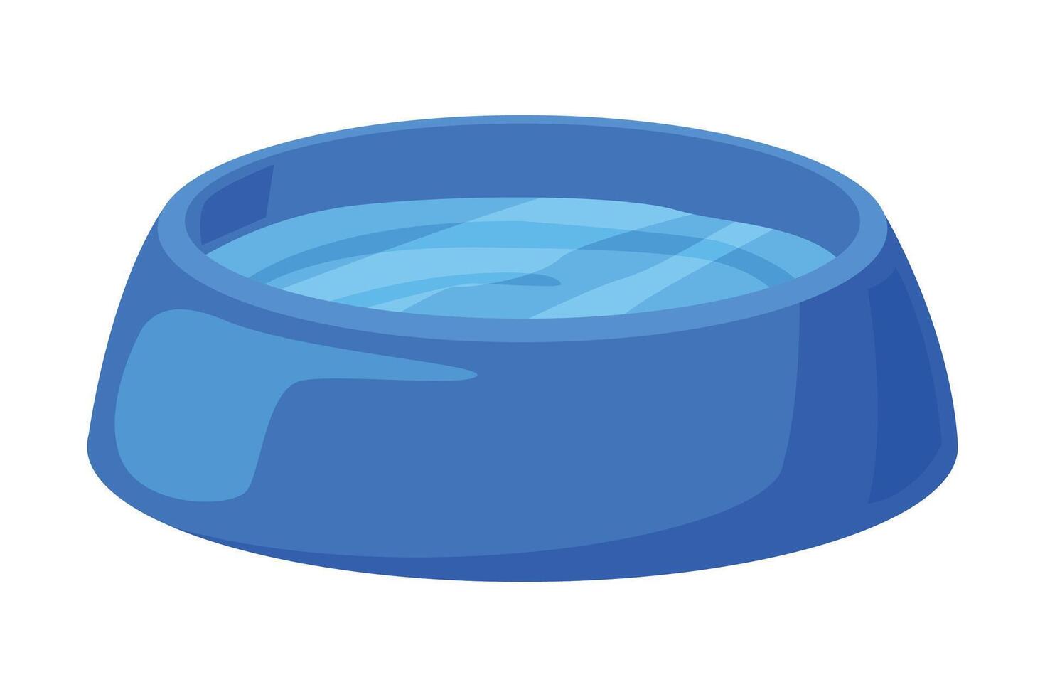 Blue Bowl full of Water, Cat or Dog Pet Animals Feeding Cartoon Style Illustration on White Background vector