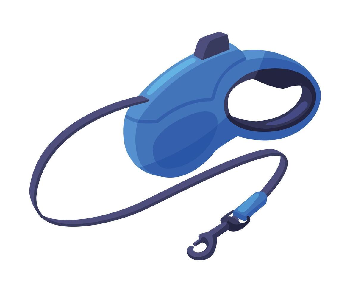 Retractable Leash for Dog, Pet Animal Accessory Cartoon Style Illustration on White Background vector