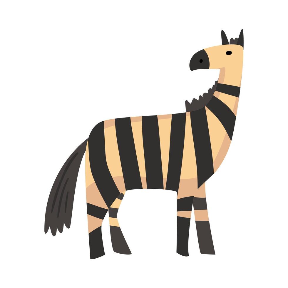 Cute Zebra Jungle Animal, African Safari Travel Cartoon Illustration on White Background vector