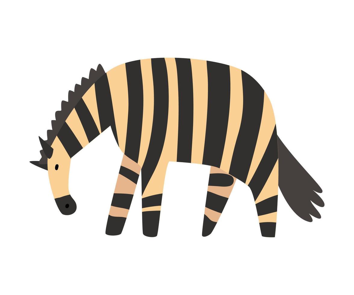 Cute Zebra Jungle Animal, African Safari Travel, Side View Cartoon Illustration on White Background vector