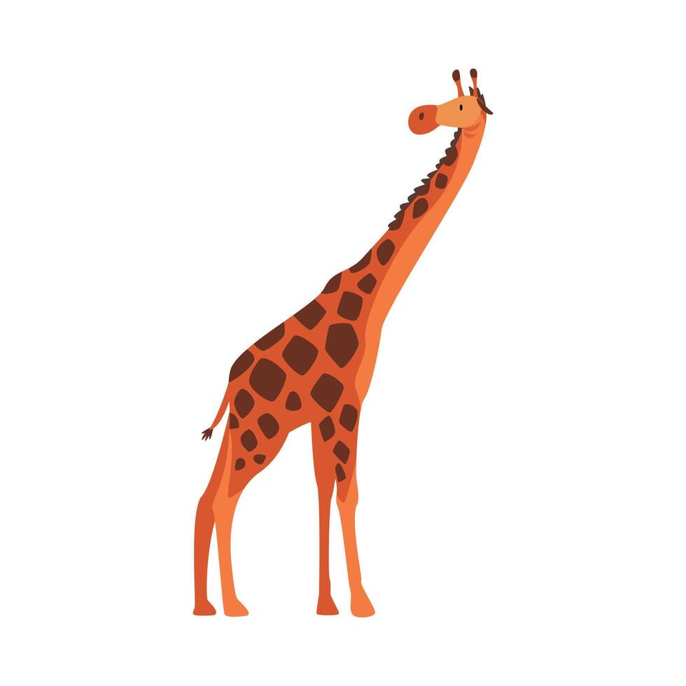 Cute Giraffe Jungle Animal, African Safari Travel Cartoon Illustration on White Background vector