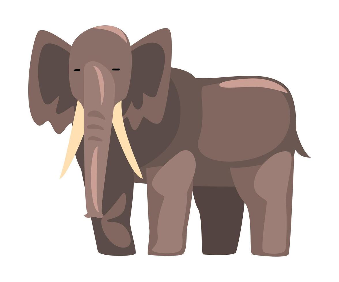 Cute Elephant Jungle Animal, African Safari Travel Cartoon Illustration on White Background vector