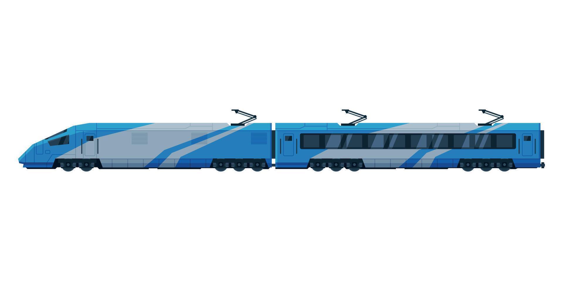 Passenger Train, Modern Railway Locomotive, Railroad Transportation Flat Illustration on White Background vector
