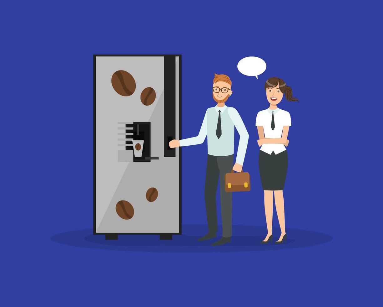 Business People Having Coffee Break at Coffee Vending Machine Illustration vector