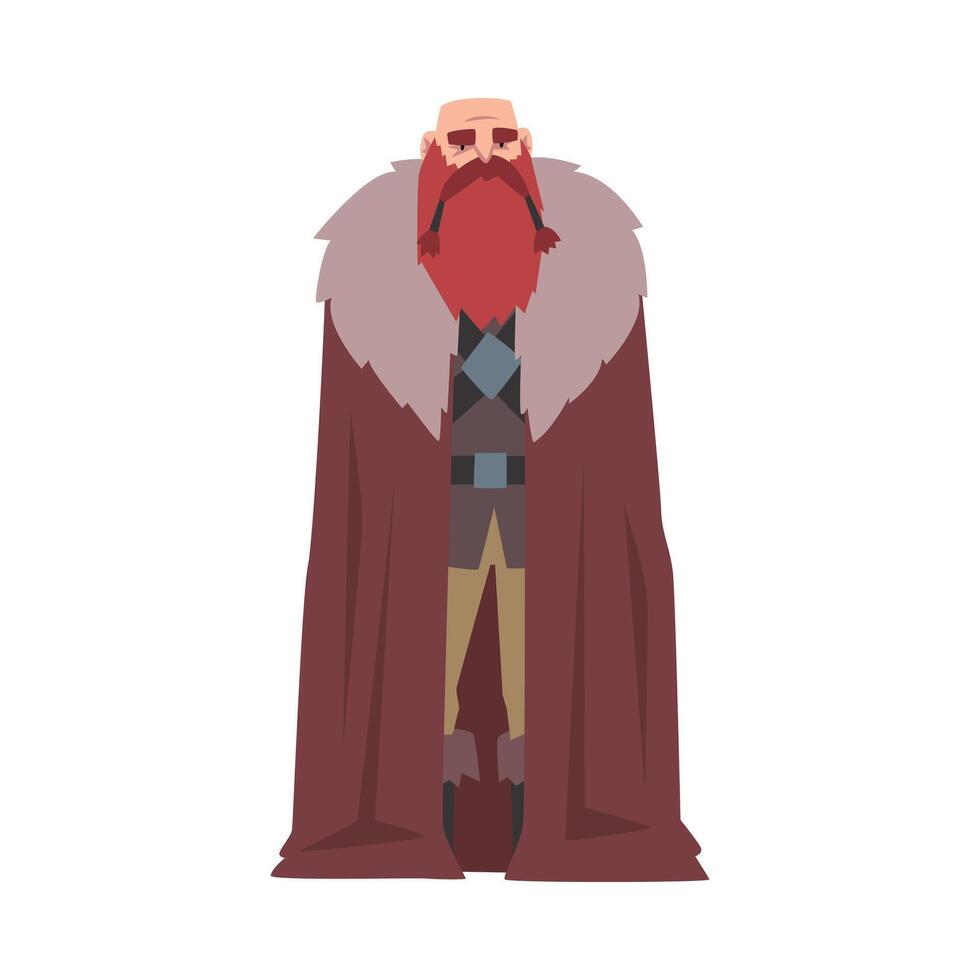Viking, Strong Red Scandinavian Warrior Character in Traditional Clothes Illustration vector