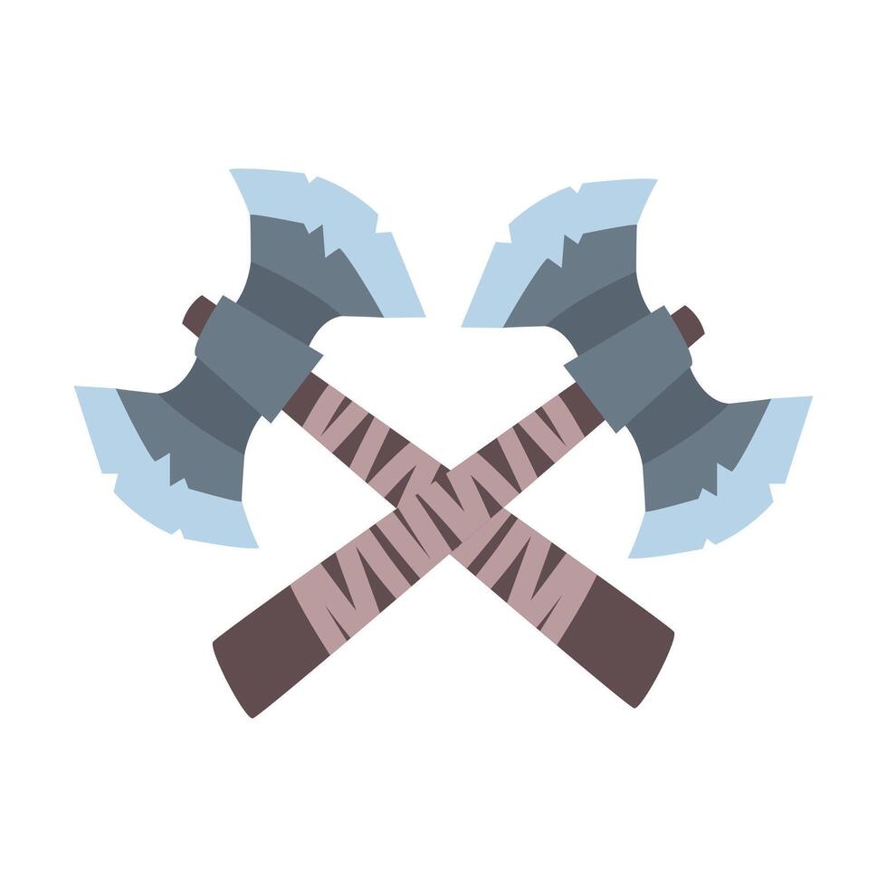 Crossed Viking Axes, Scandinavian, Celtic Solder Weapon Illustration vector