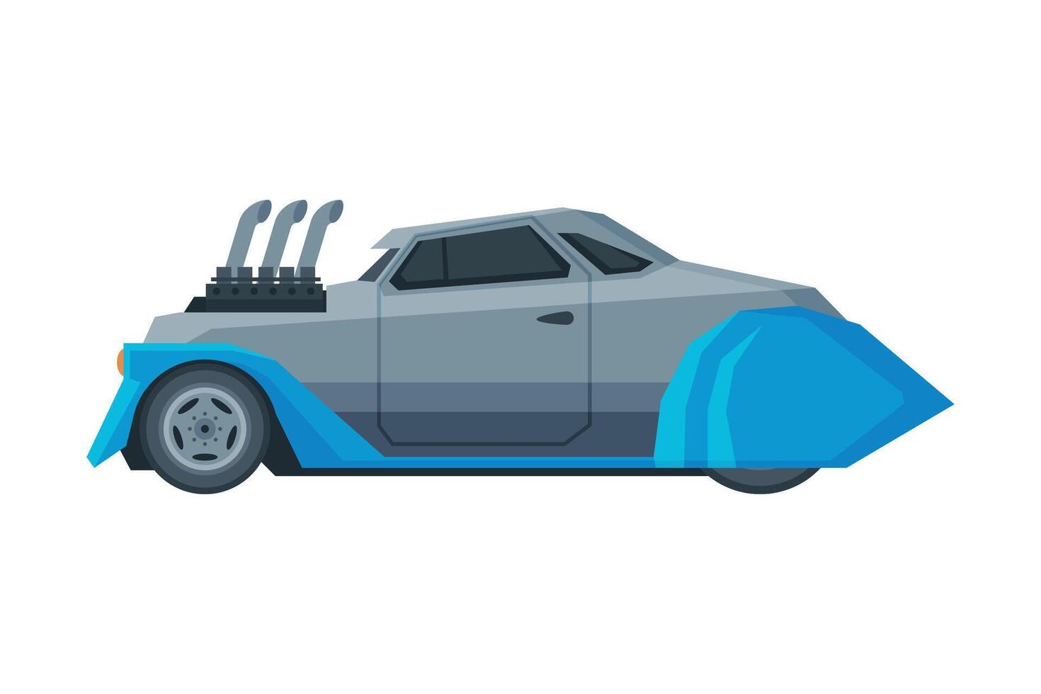 Retro Style Race Car, Old Sports Vehicle Illustration on White Background vector