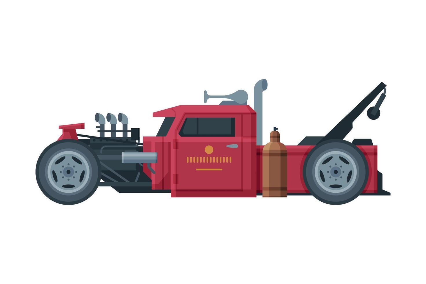 Retro Style Race Car, Old Sports Red Vehicle Illustration on White Background vector