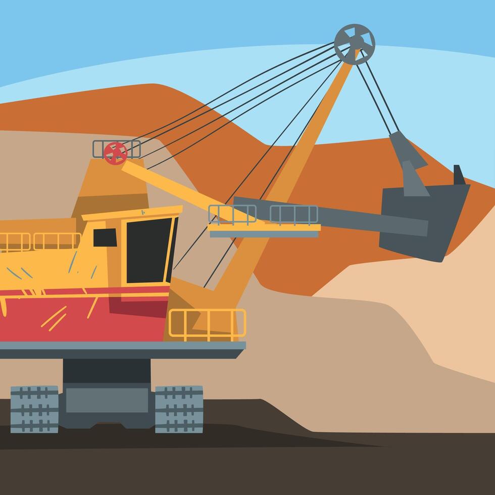 Dumping Truck Working at Mining Quarry, Metallurgical Industry Concept Illustration vector