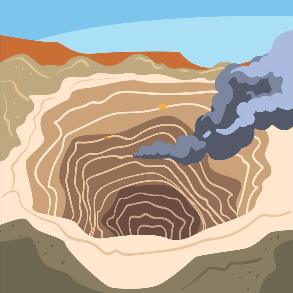 Mining Quarry, Opencast Mine, Metallurgical Industry Concept Illustration vector