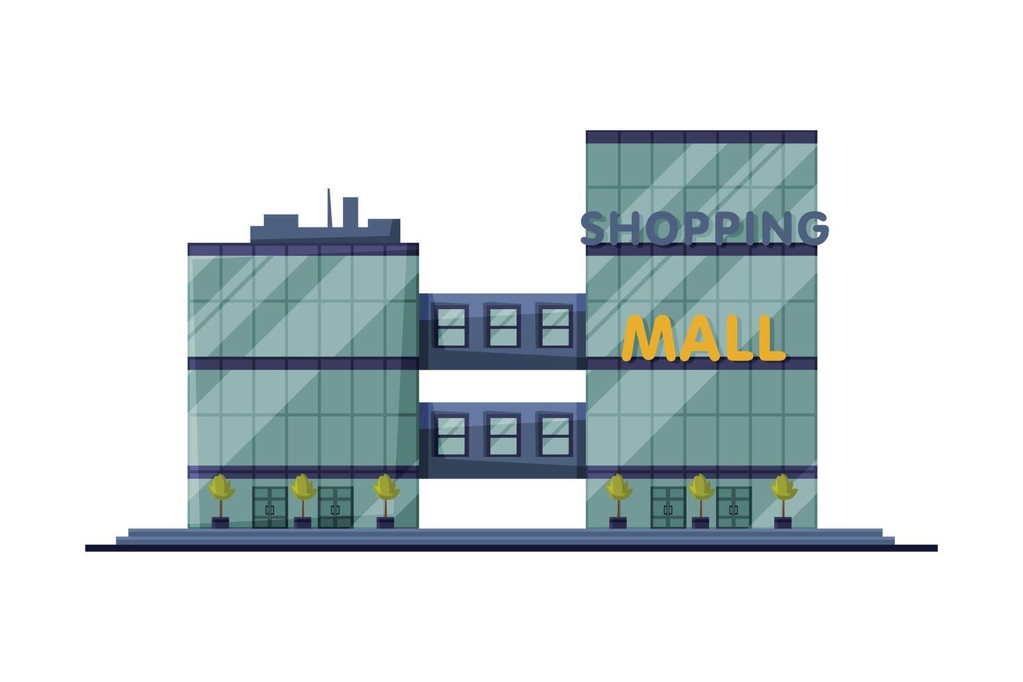 Modern Shopping Mall, Commercial Center Building, Urban Architecture Design Element Flat Illustration vector