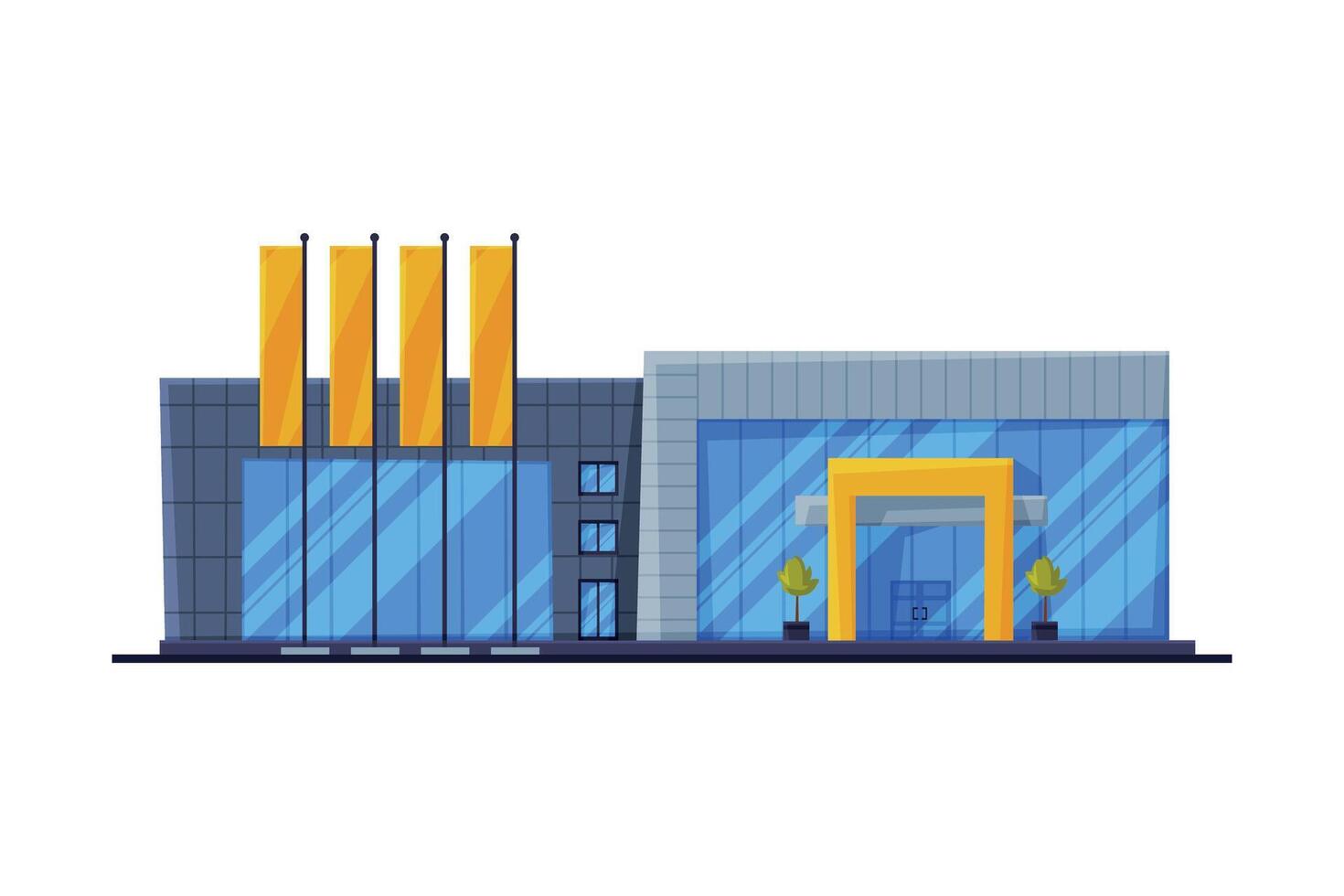 Front View of Modern Retail Store, Shopping Center Building, Urban Architecture Design Element Flat Illustration vector