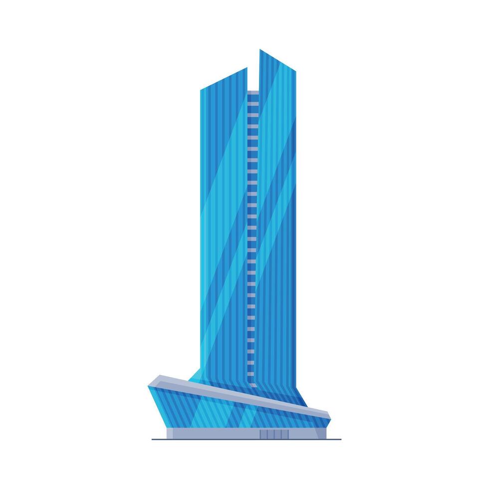Downtown Skyscraper, Modern Glass City Business or Residential Building Exterior Illustration vector
