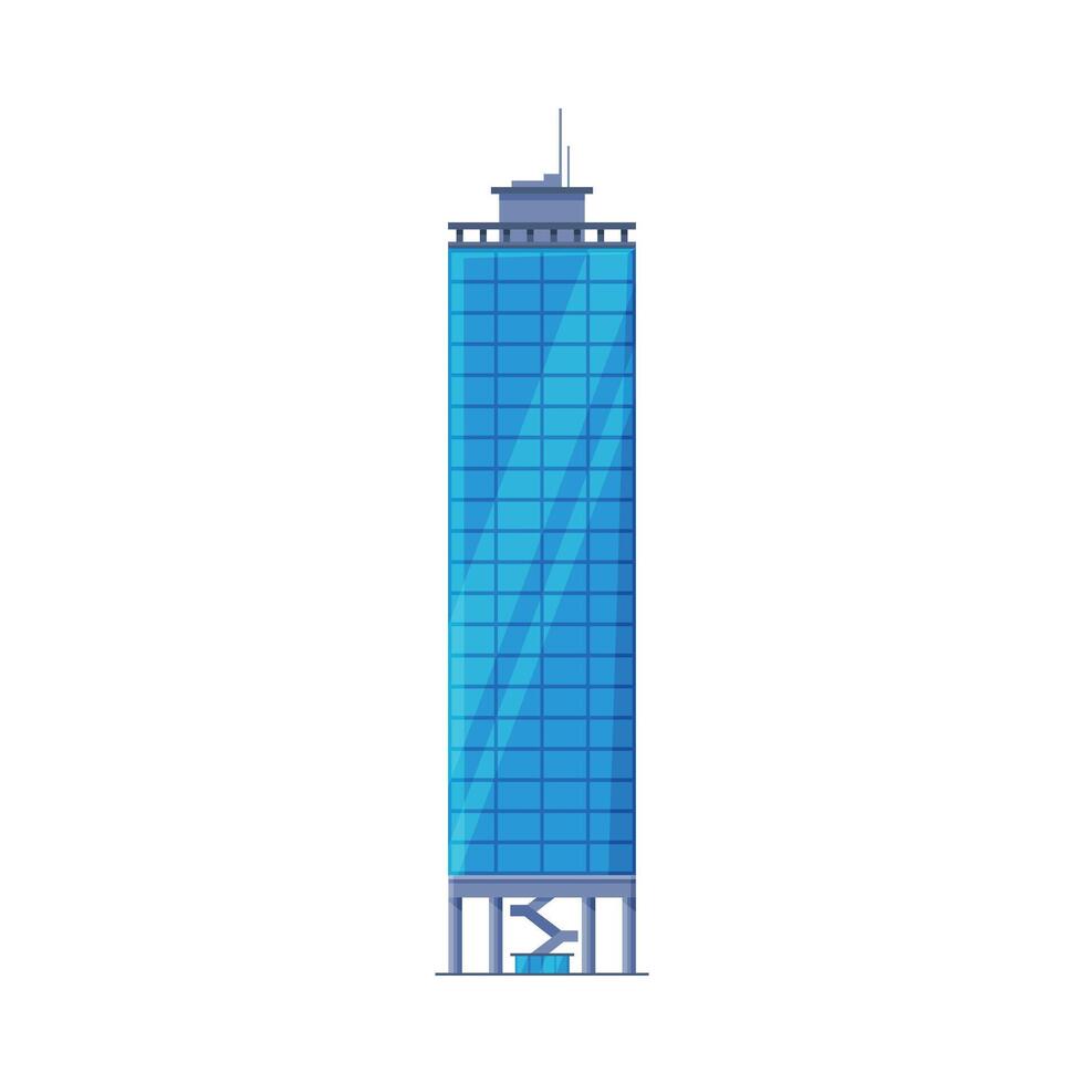 Skyscraper, Modern City Business or Residential Building Exterior with Shiny Glass Facade Illustration vector