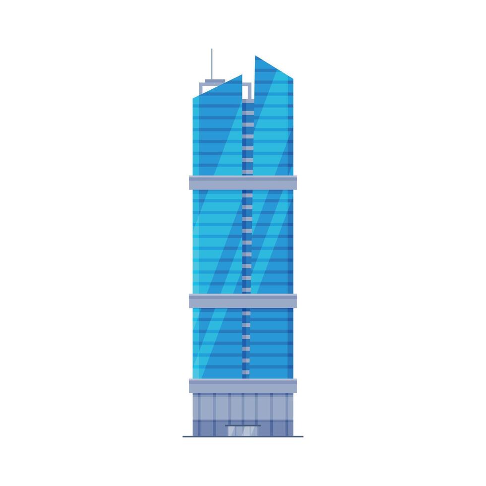 Downtown Skyscraper, City Business or Residential Building with Shiny Glass Facade Illustration vector