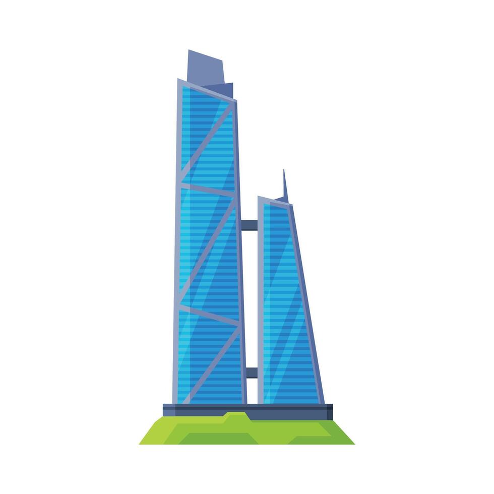 Modern Downtown Skyscraper, City Building Glass Facade Illustration vector