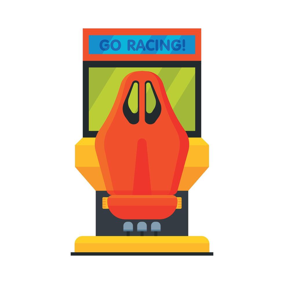 Retro Racing Car Arcade Game Machine, Gaming Machinery Illustration vector