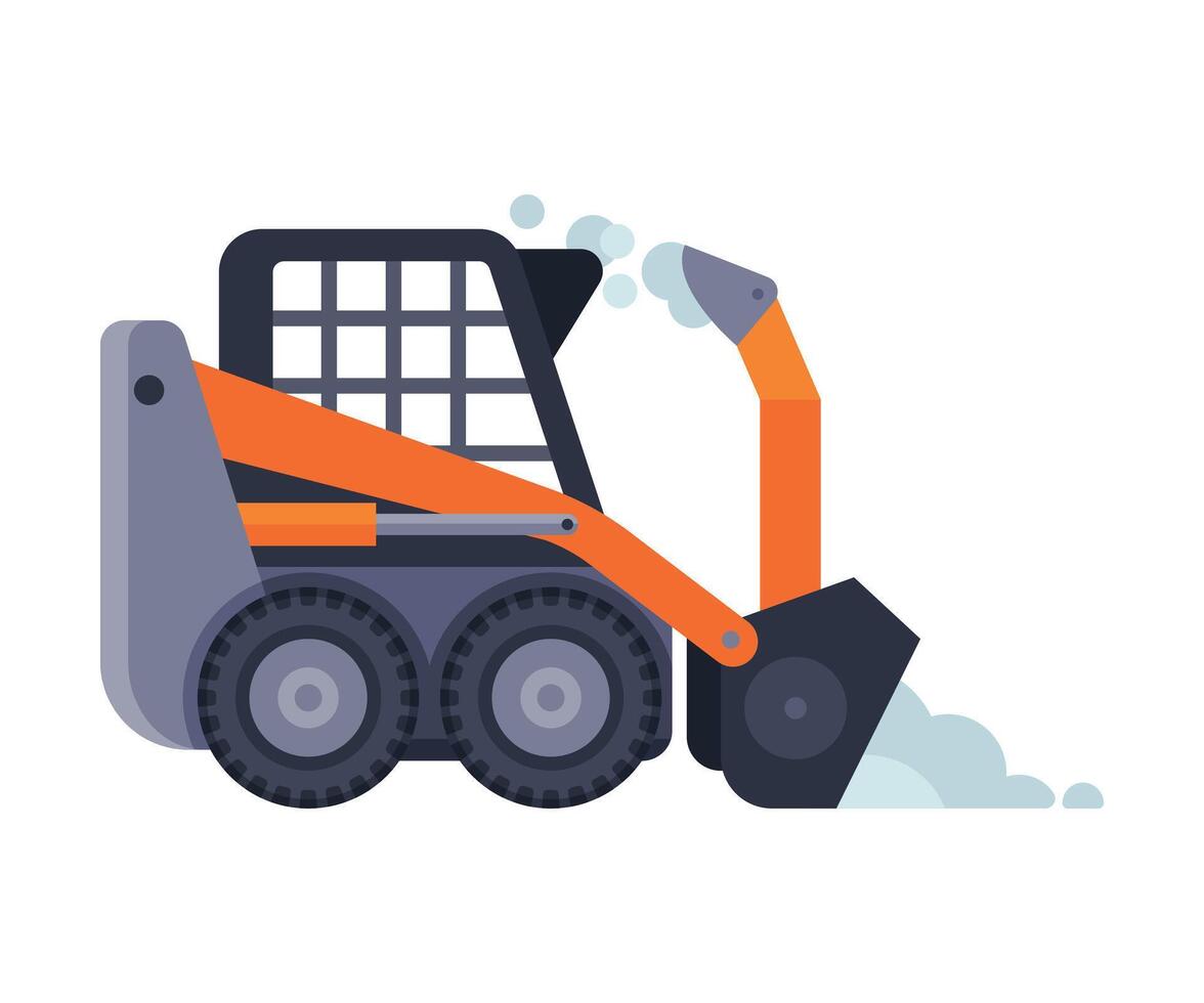 Compact Winter Snow Removal Machine, Cleaning Road Snowblower Vehicle Illustration vector