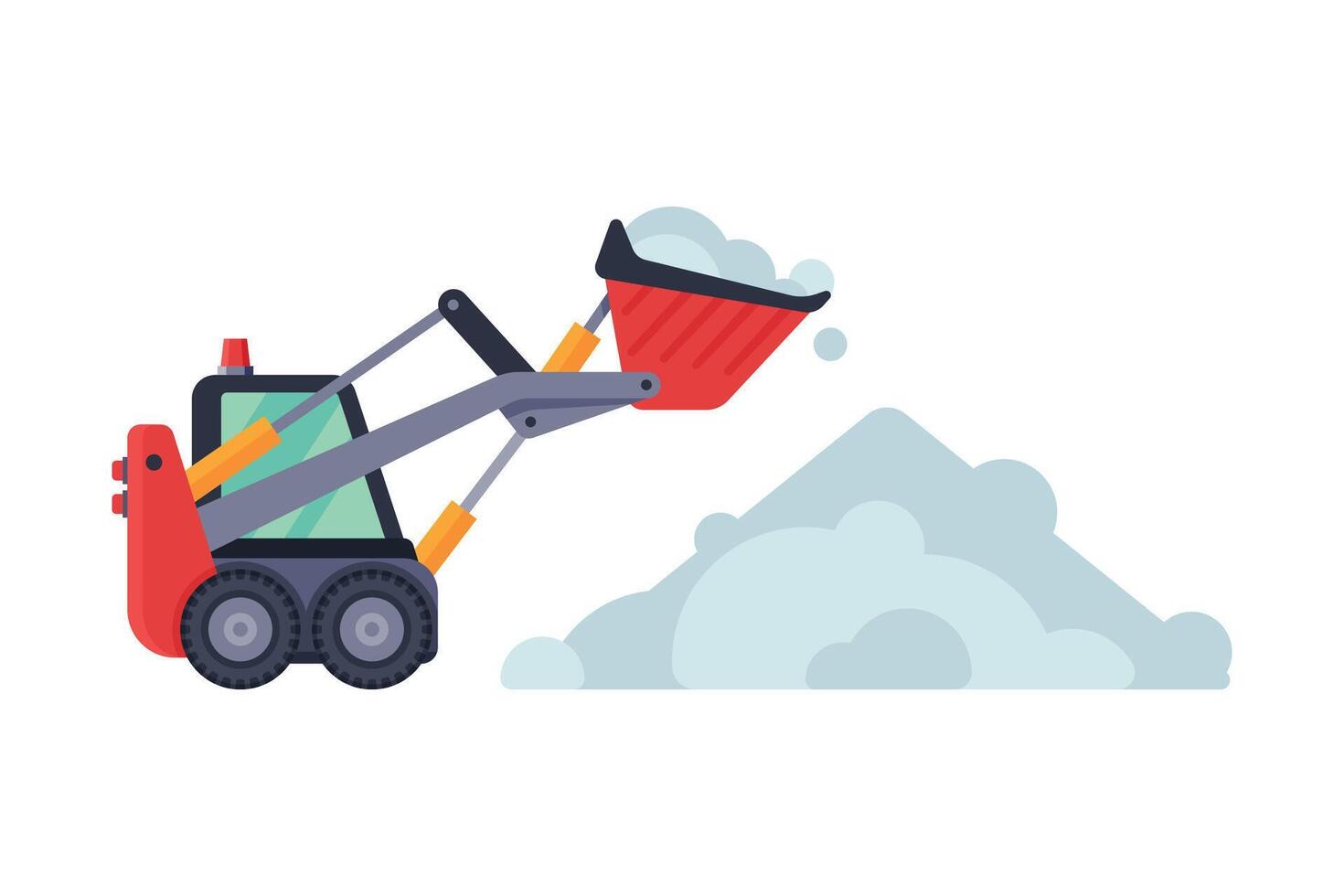 Compact Snow Plow Excavator, Removal Machine, Cleaning Road Snowblower Vehicle Illustration vector