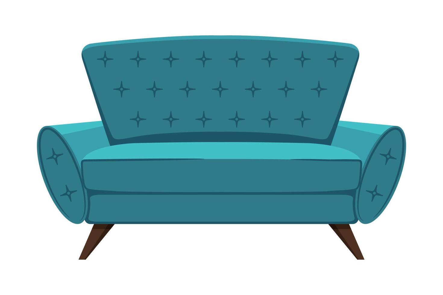 Comfortable Sofa, Stylish Cozy Domestic or Office Furniture, Interior Design Element Flat Illustration vector