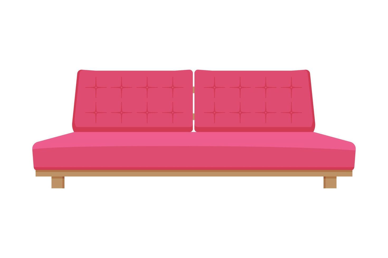 Comfortable Sofa, Cushioned Cozy Domestic or Office Furniture with Pink Upholstery, Modern Interior Design Element Flat Illustration vector