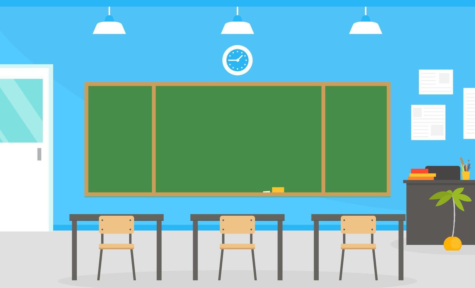 Empty School Classroom Interior, Back to School Concept Cartoon Illustration vector