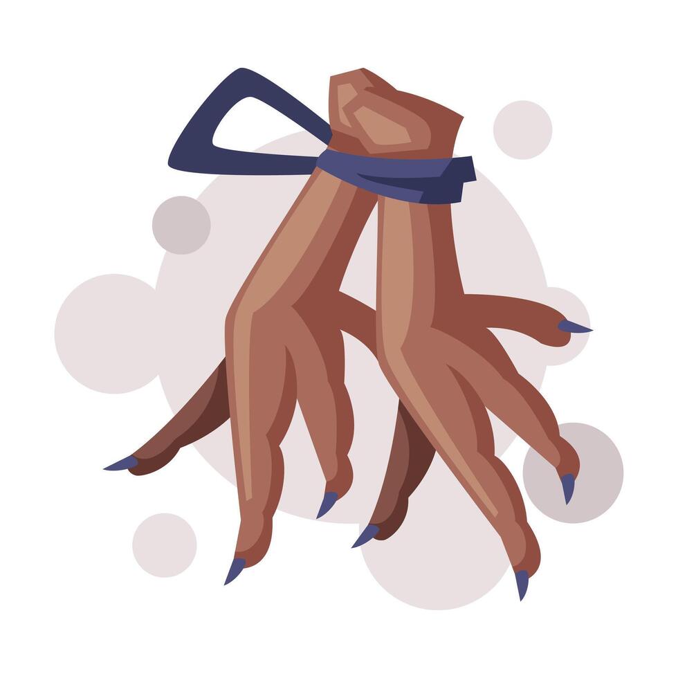 Chicken Paws for Magic Rituals, Occult Object for Mystic Ritual Cartoon Style Illustration vector
