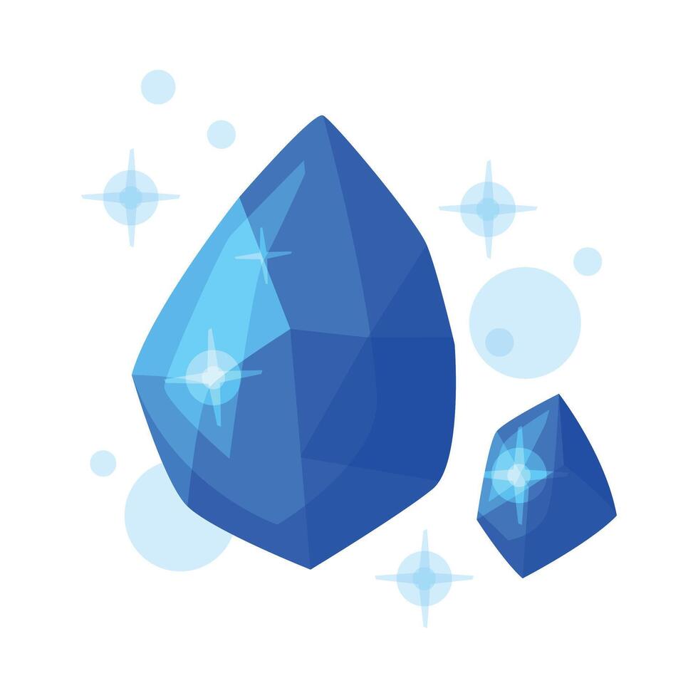 Blue Crystal Gemstone, Occult Magic Object for Mystic Ritual Cartoon Style Illustration vector