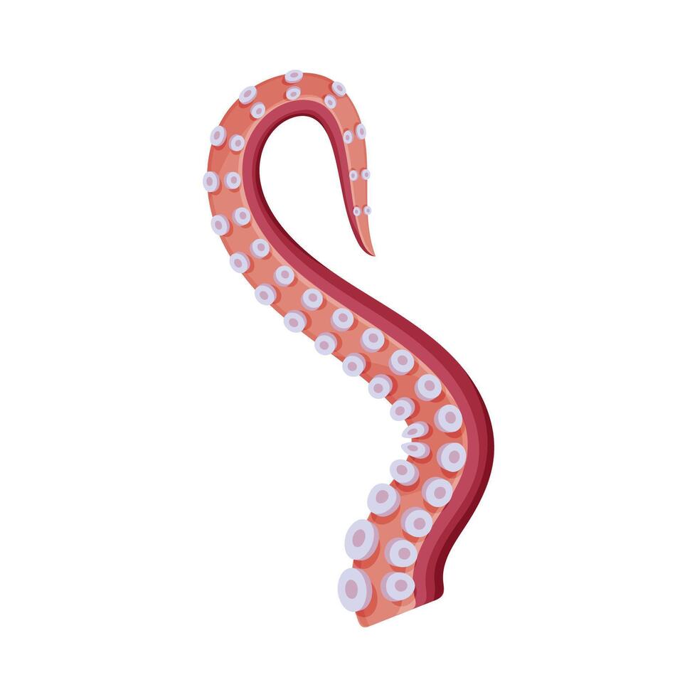 Octopus Tentacle, Underwater Marine Creature Part of Body Illustration vector