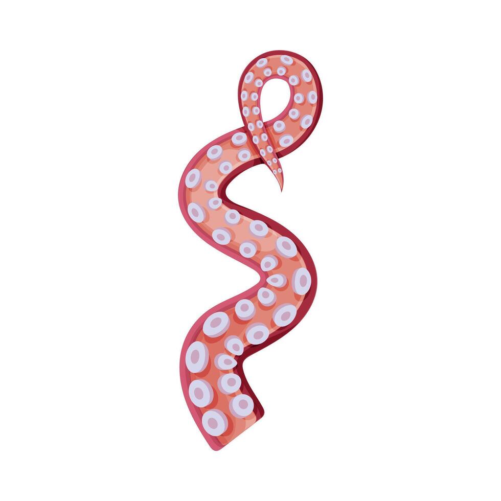 Spiral Octopus Tentacle, Underwater Marine Creature Part of Body Illustration vector
