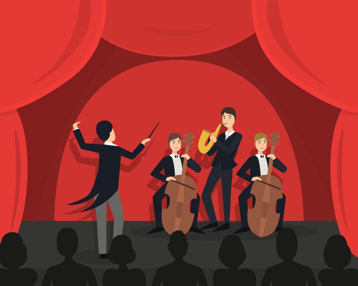 Male Actors Performing Pantomime On Stage at Mime Show Illustration vector