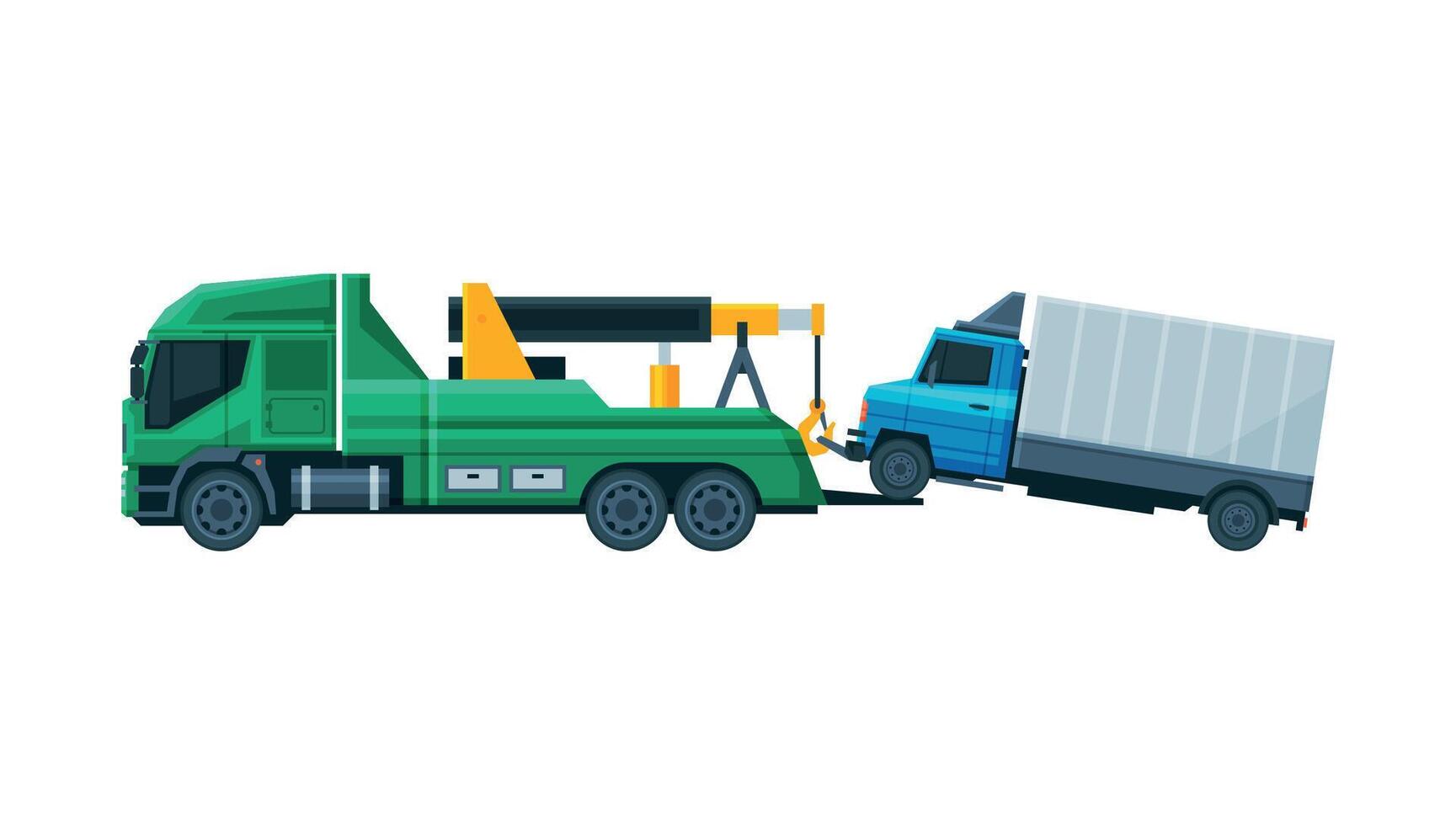 Tow Truck Transporting Lorry, Evacuation Vehicle, Road Assistance Service Flat Illustration vector