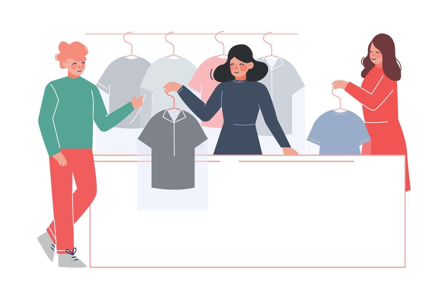 Dry Cleaning Service, Female Worker Giving to Client Clean Clothes on Reception of Laundry Flat Style Illustration vector