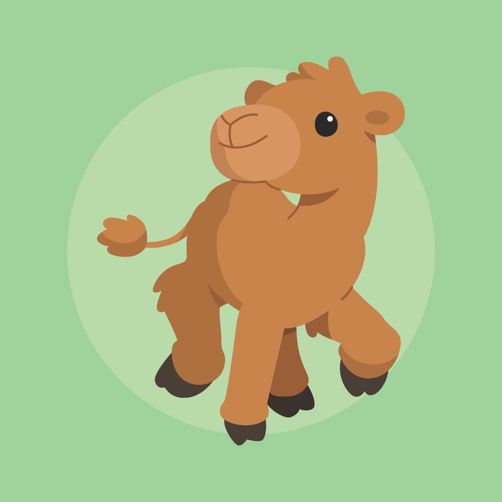 A cute baby camel takes a playful hop vector