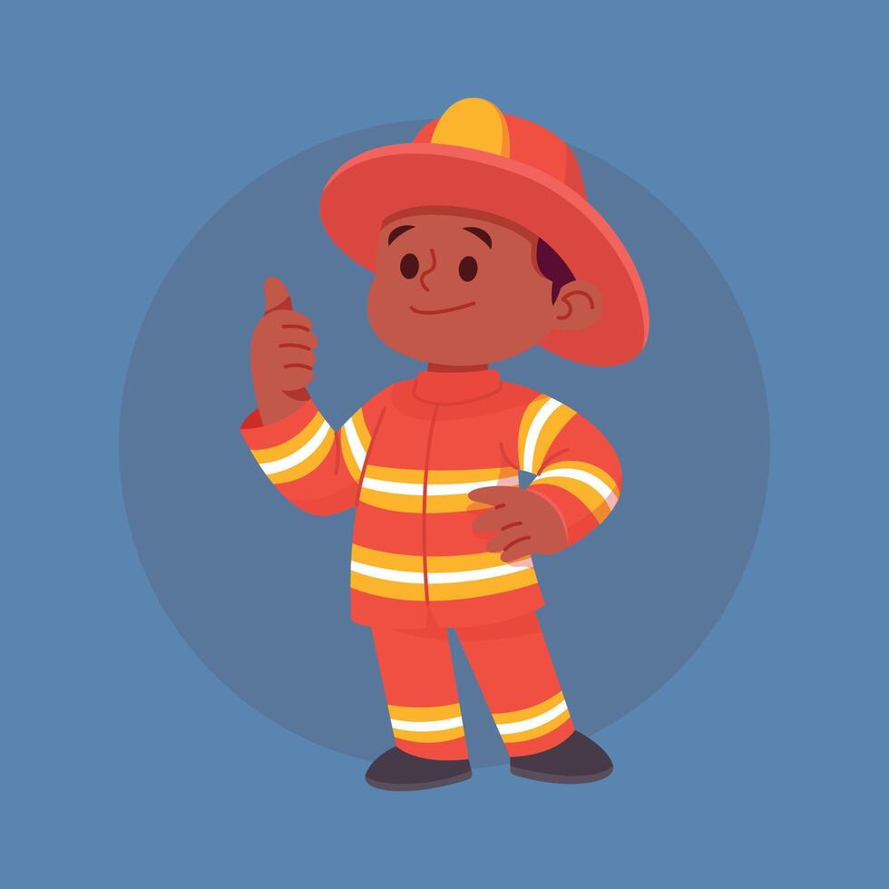 A young firefighter gives a thumbs up ready to save the day vector