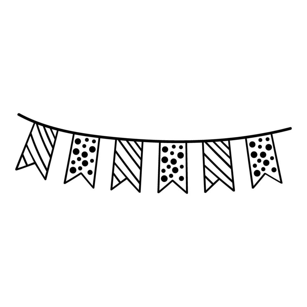 decorative pennants with polka dots icon cartoon in black and white illustration graphic design vector