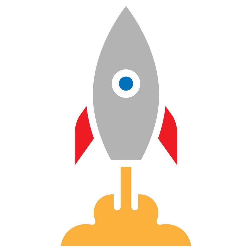 Rocket flat icon. colorful rocket on white background. Cartoon style. vector